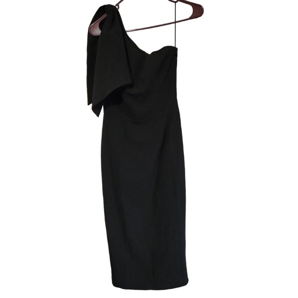 NWT The Population One Shoulder Little Black Dress Sz XS